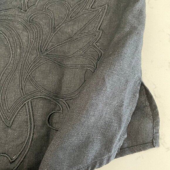 Nygard Collection 3/4 Slv Button Down 100% Linen Blouse w Embroidery Black Sz 8 - Picture 7 of 11